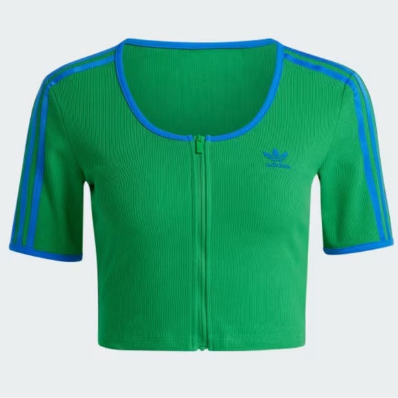 Adidas Green Crop zip top with Blue Trim - Picture 11 of 15